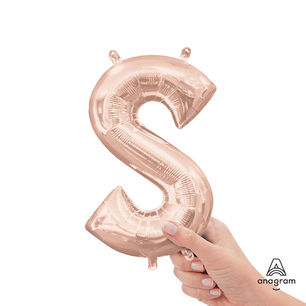 16 inch LETTER S - ANAGRAM - ROSE GOLD (AIR-FILL ONLY)