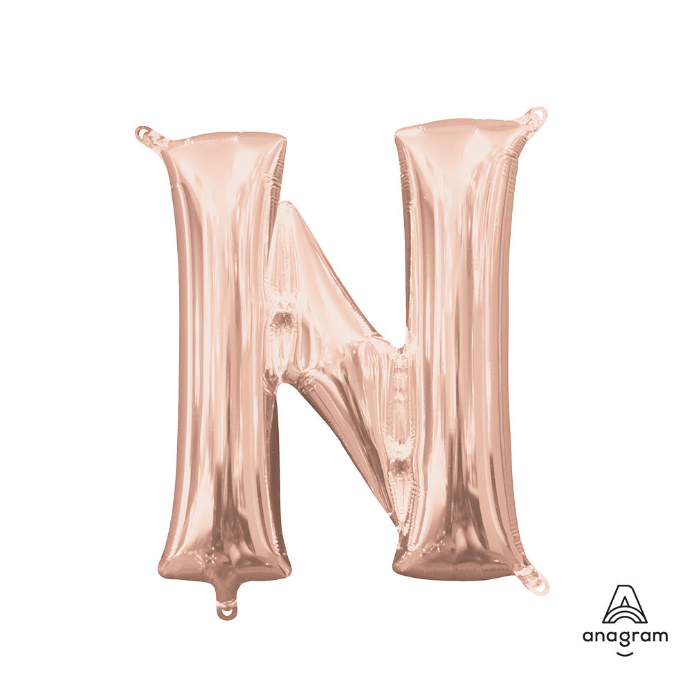 16 inch LETTER N - ANAGRAM - ROSE GOLD (AIR-FILL ONLY)
