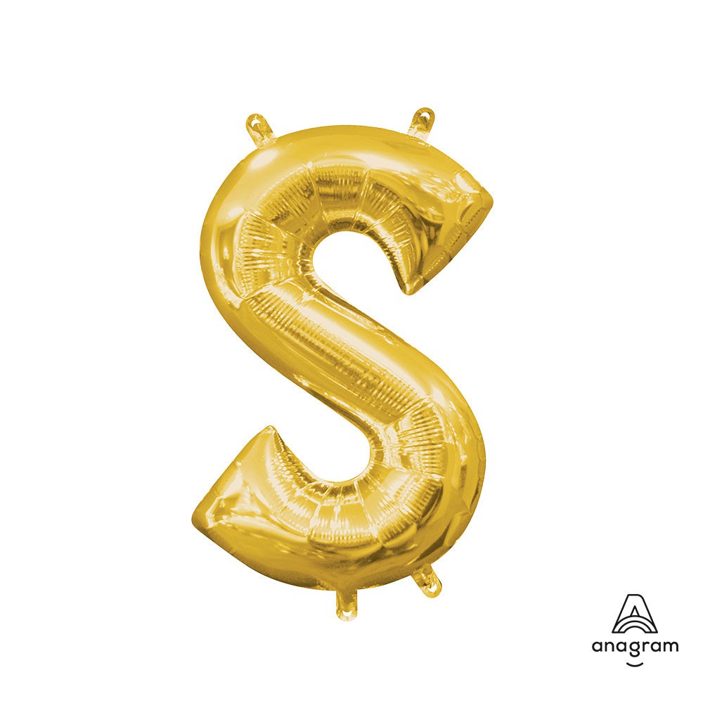 16 inch LETTER S - ANAGRAM - GOLD (AIR-FILL ONLY)