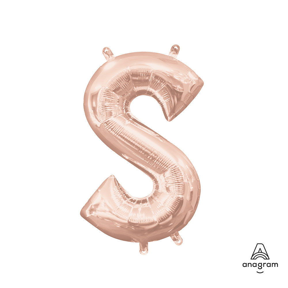 16 inch LETTER S - ANAGRAM - ROSE GOLD (AIR-FILL ONLY)