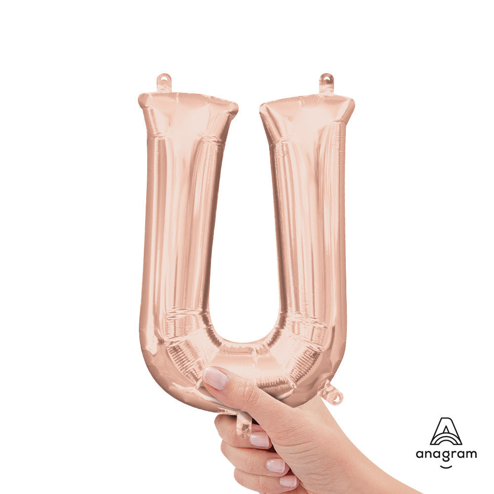 16 inch LETTER U - ANAGRAM - ROSE GOLD (AIR-FILL ONLY)