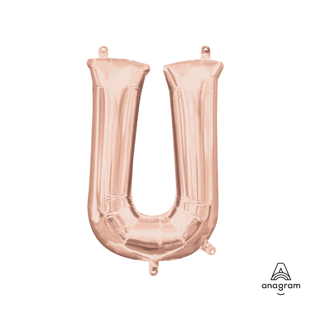 16 inch LETTER U - ANAGRAM - ROSE GOLD (AIR-FILL ONLY)