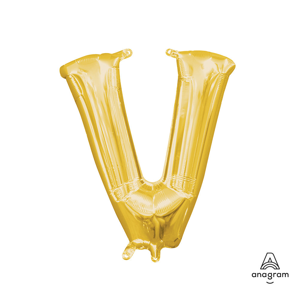 16 inch LETTER V - ANAGRAM - GOLD (AIR-FILL ONLY)