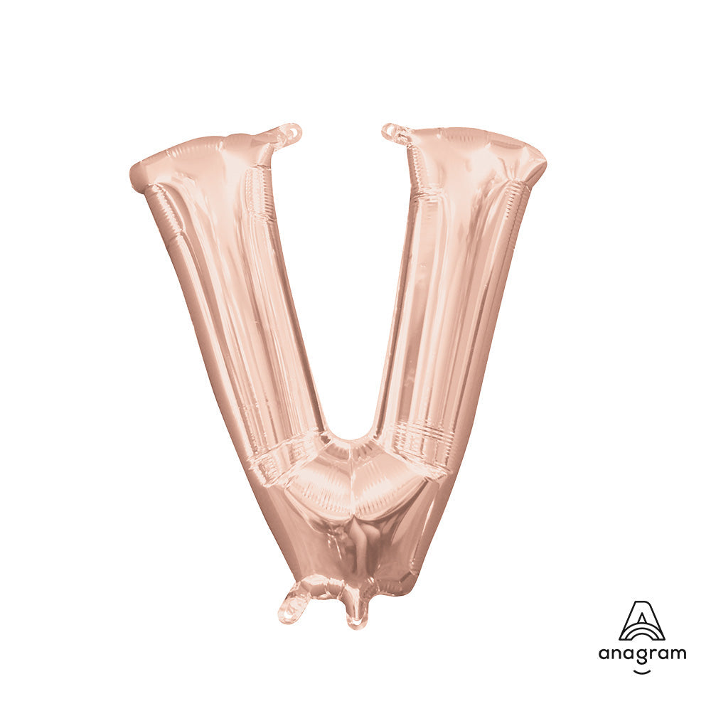 16 inch LETTER V - ANAGRAM - ROSE GOLD (AIR-FILL ONLY)