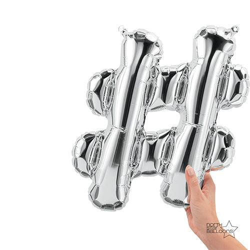 16 inch HASHTAG - SILVER (AIR-FILL ONLY)