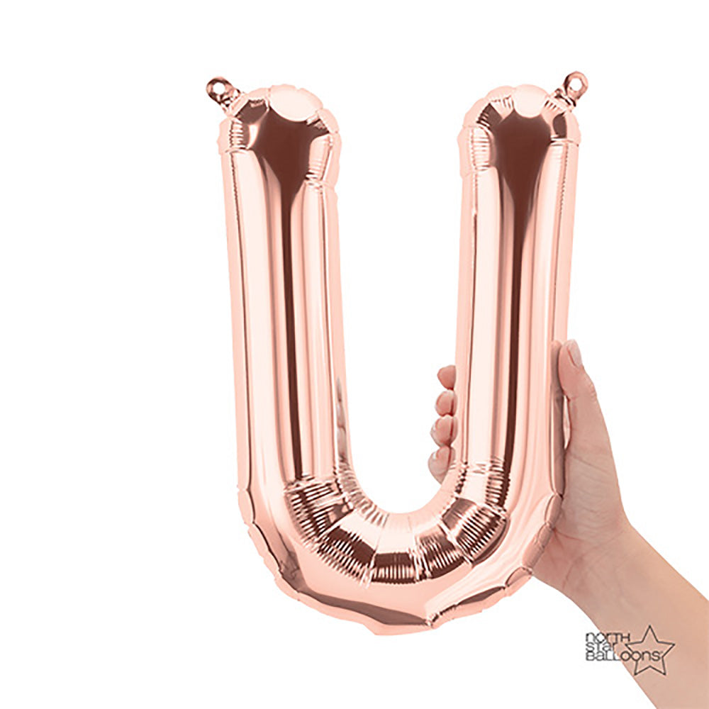 16 inch LETTER U - NORTHSTAR - ROSE GOLD (AIR-FILL ONLY)
